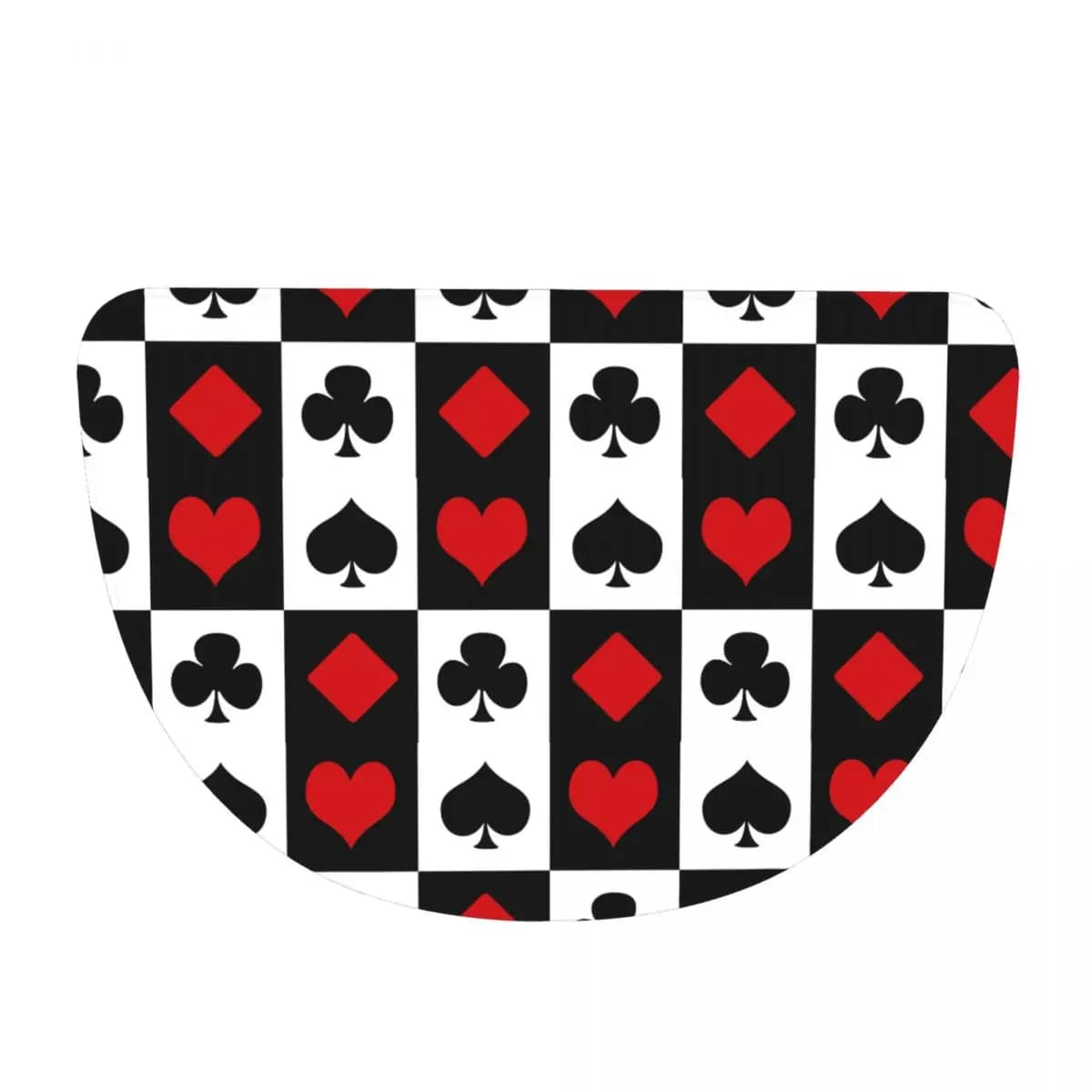 Playing Card Soft Flannel Half Round Doormat Non Slip Bathroom Mat Absorbent Floor Carpet for Laundry Room Bathroom