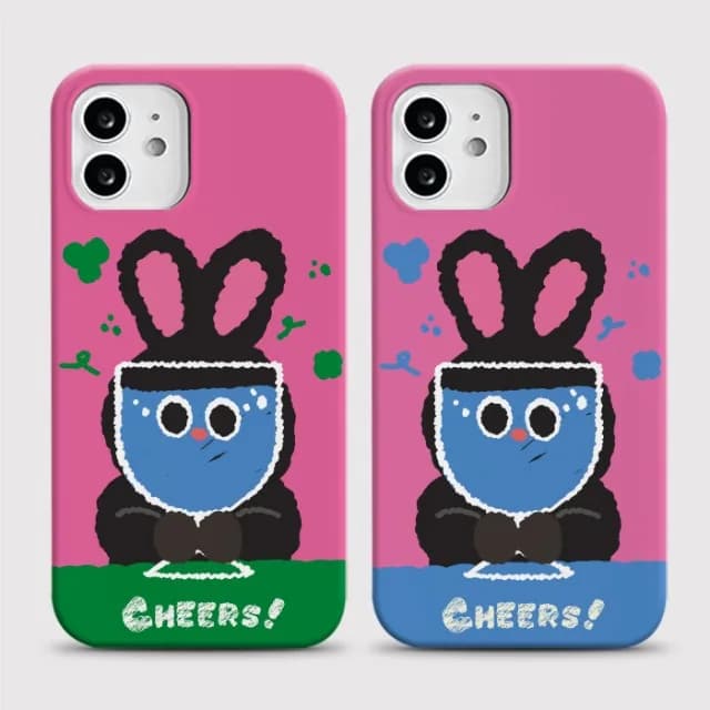 Custodia per telefono divertente e adorabile a forma di coniglio per iPhone 17 16 15 14 13 12 11 Air Pro Max X XS XR XSMax 7 8 Plus, cover rigida in PC con pellicola lucida