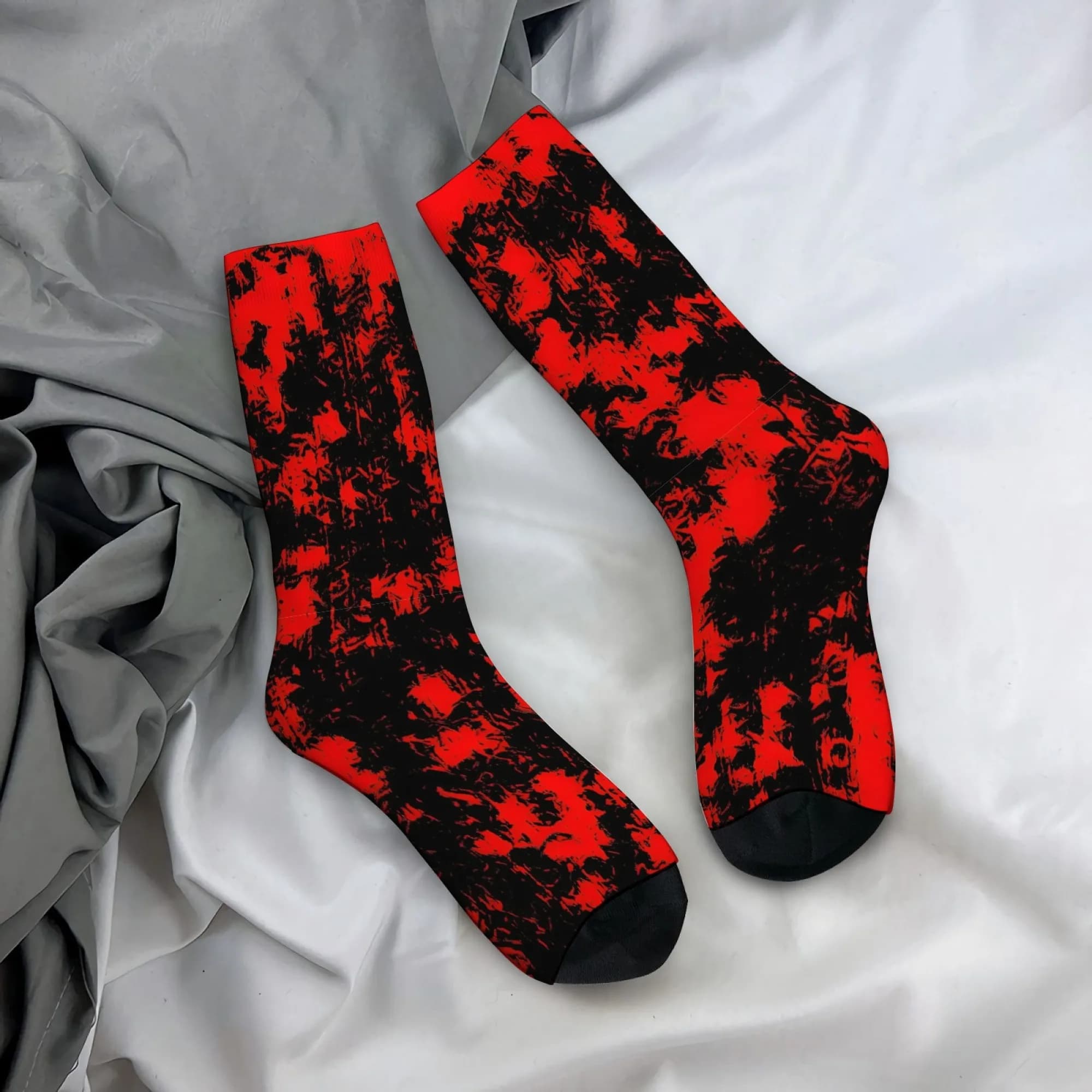 Harajuku retro dark street style red and black graffiti style casual socks novel street art style casual socks crazy party gift