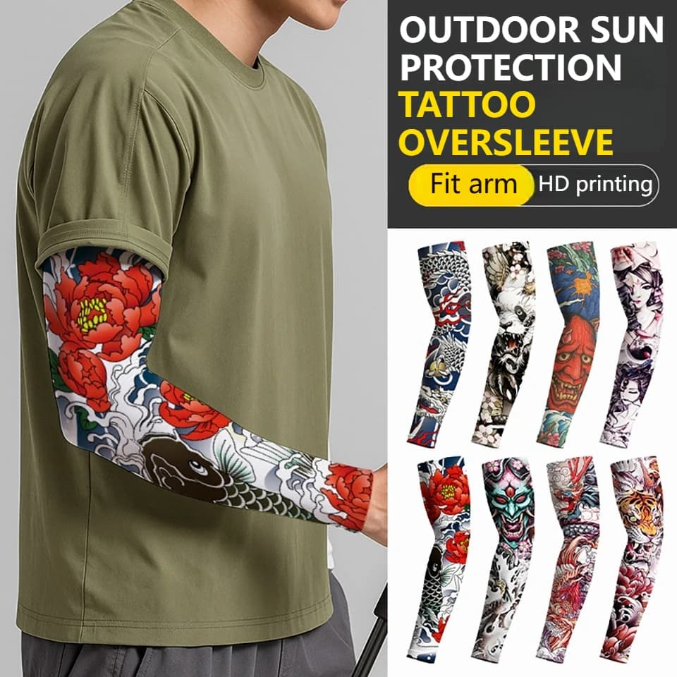 1Pcs summer sunscreen tattoo ice sleeve quick drying arm protection breathable high elastic outdoor riding