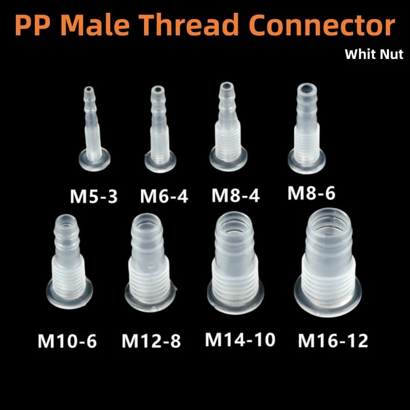 M5 M6 M8 M10 M12 M14 M16 PP for food use Straight through connectors Aquarium Tank Air Tube Pagoda Joints Fittings for irrigation pipes