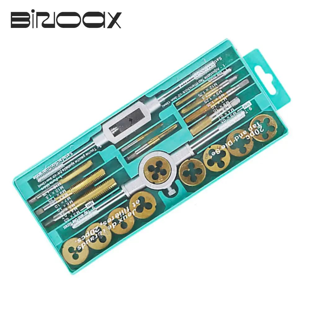 Binoax 6/812/20Pcs Metric Tap and Die Set Hand Rethreading Kit M3-M12 Screw Thread Plugs Straight Taper Reamer Tools