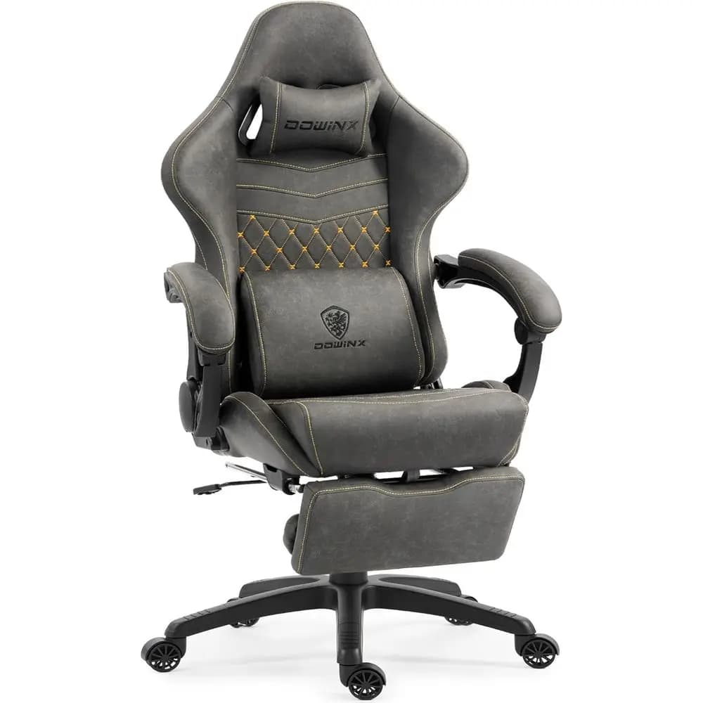 Sedia da gioco ergonomica per carichi pesanti con poggiapiedi e massaggio estesi, sedia da ufficio reclinabile grande e alta per adulti, stile da corsa