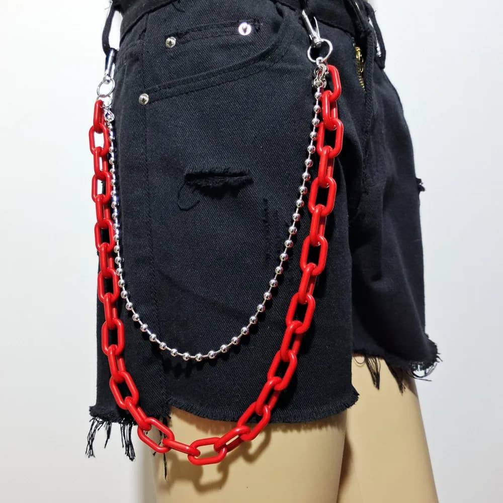 Cintura a catena in vita punk Catena per pantaloni in argento per donna Jeans Cintura a catena per pantaloni Cool Metal Rock Chain Hiphop Gioielli estivi