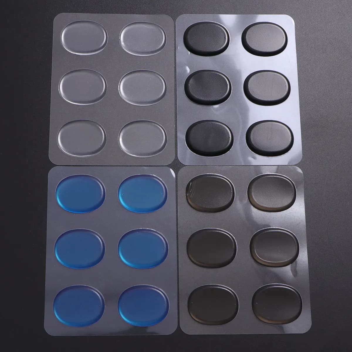 24Pcs Drum Snare Mute Mat Silicone Drum Damper Self-Adhesive Gel Pad Set Transparent Coffee Blue Black for Kit Damping