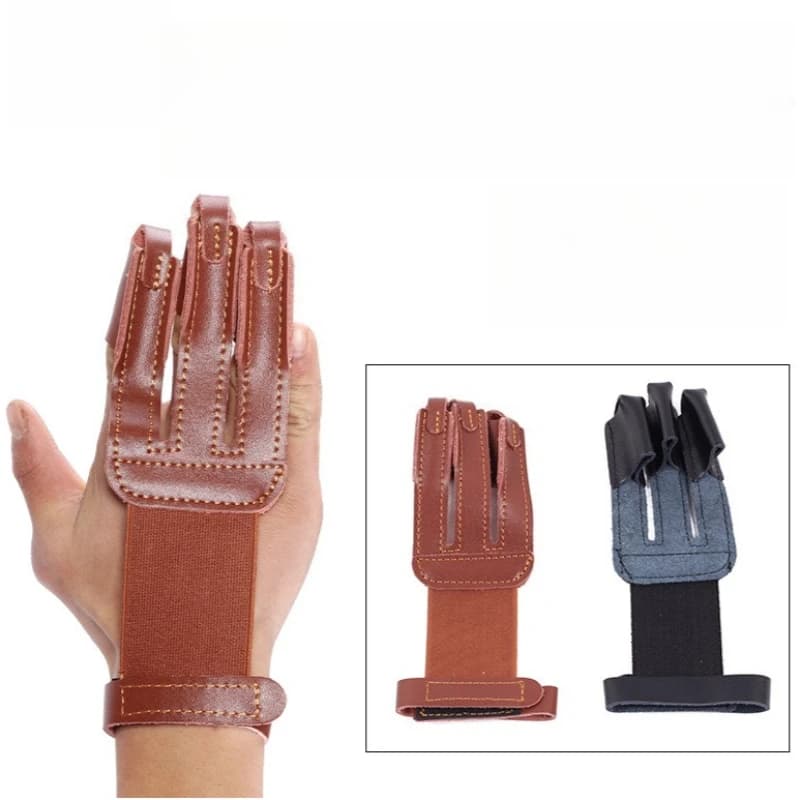 Guanto a tre dita per tiro con l'arco Materiale in pelle bovina Guanto protettivo resistente all'usura per tiro con frecce con arco Sport Uso esterno Caccia