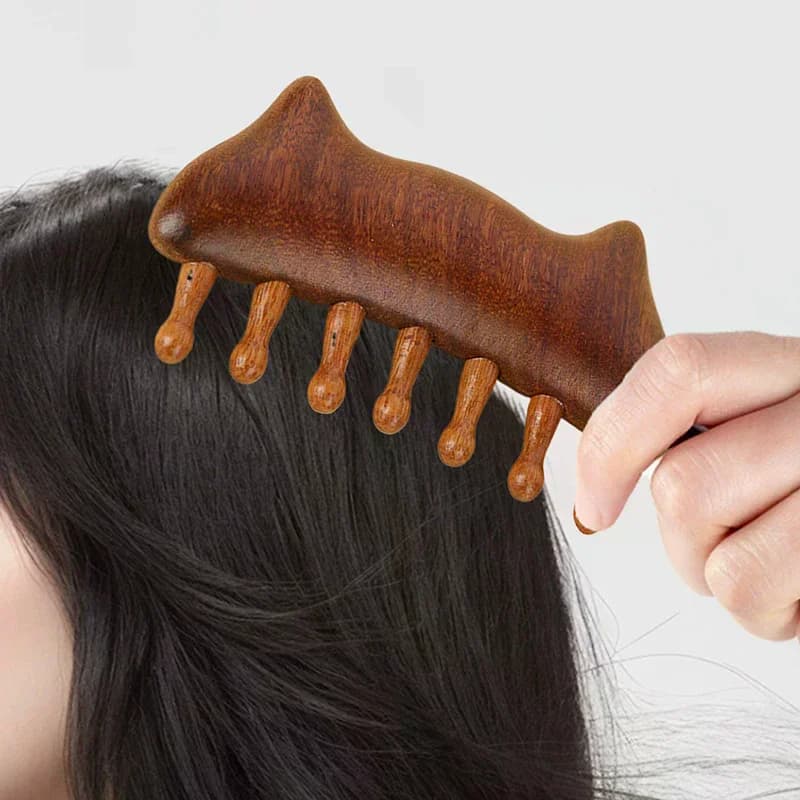 Sandalwood Sweatshirts for therapeutic massage in wood Circular tooth Massage brush with scalp point Relaxation