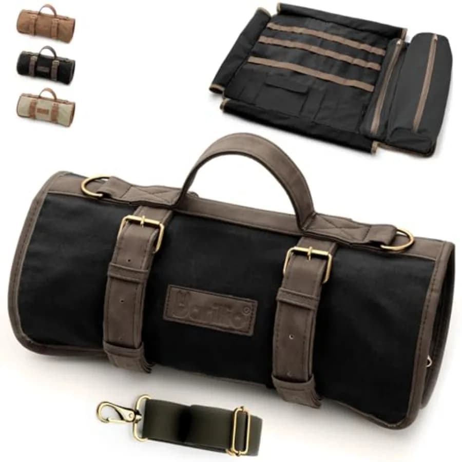 Borsa da Barman Senza Utensili - Elegante Borsa da Viaggio in Tela Cerata Arrotolabile per Trasportare Utensili da Bar e Set Shaker per Cocktail