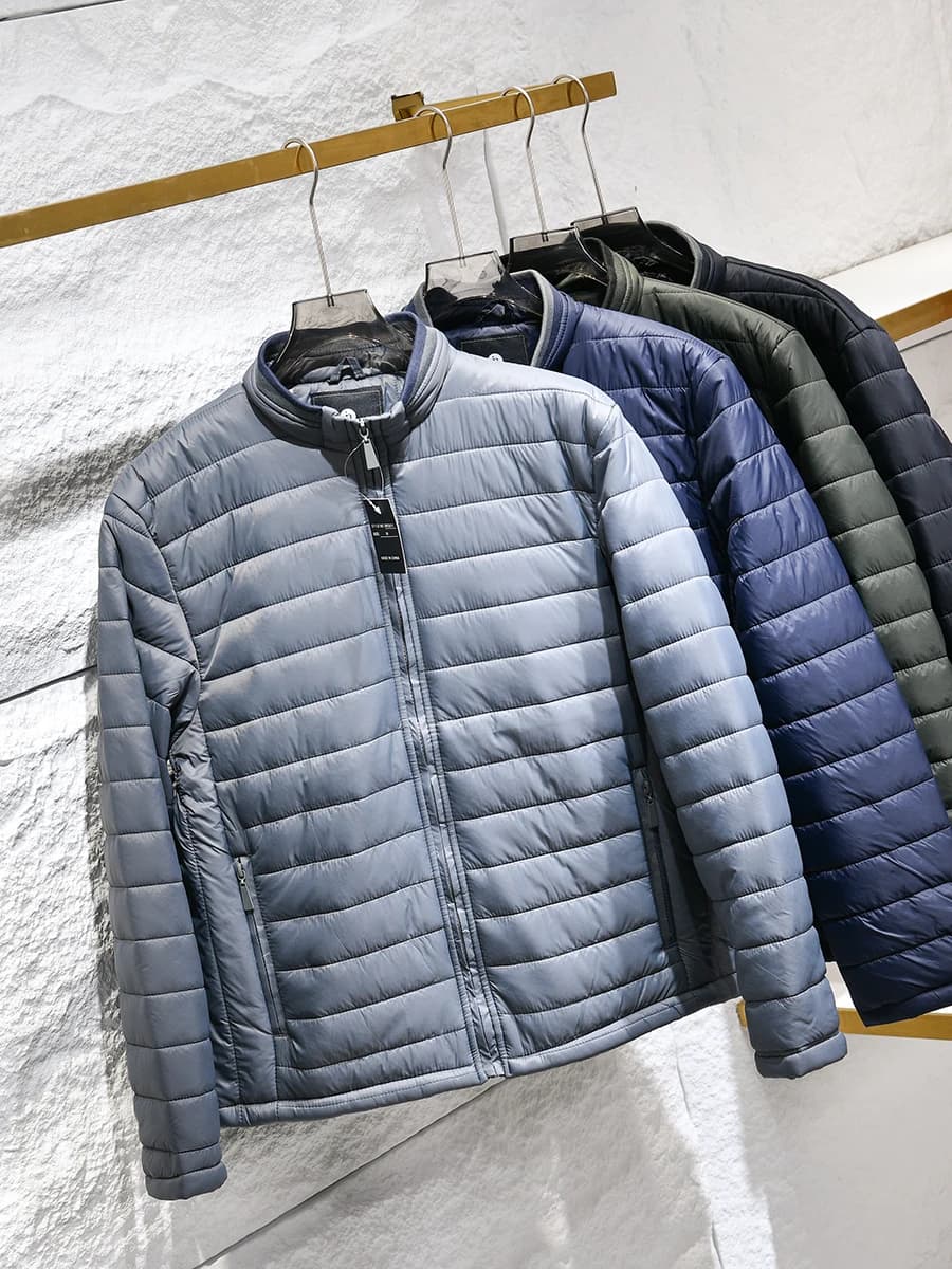 Warm Cotton Jacket Lightweight Hand Filled Stand Collar Men's Outdoor Sports Fashion Autumn Winter Pure Color Versatile Coat