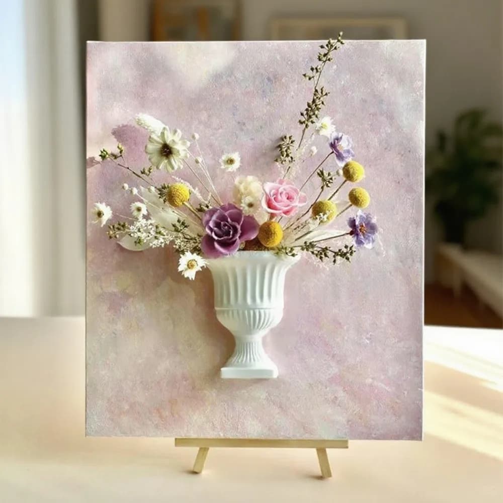 New French Oil Painting Half Wall Vase Hand-Painted DIY Flower Arrangement Vase White Wall Mounted Vase Home Decoration