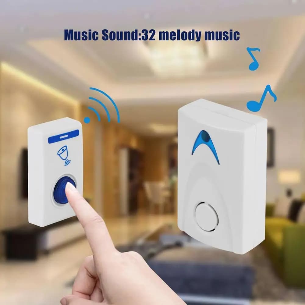 Campanello Intelligente LED Wireless con Volume Regolabile, Campanello per Ufficio con Telecomando, Alimentato a Batteria, Sicurezza Portatile, 32 Melodie