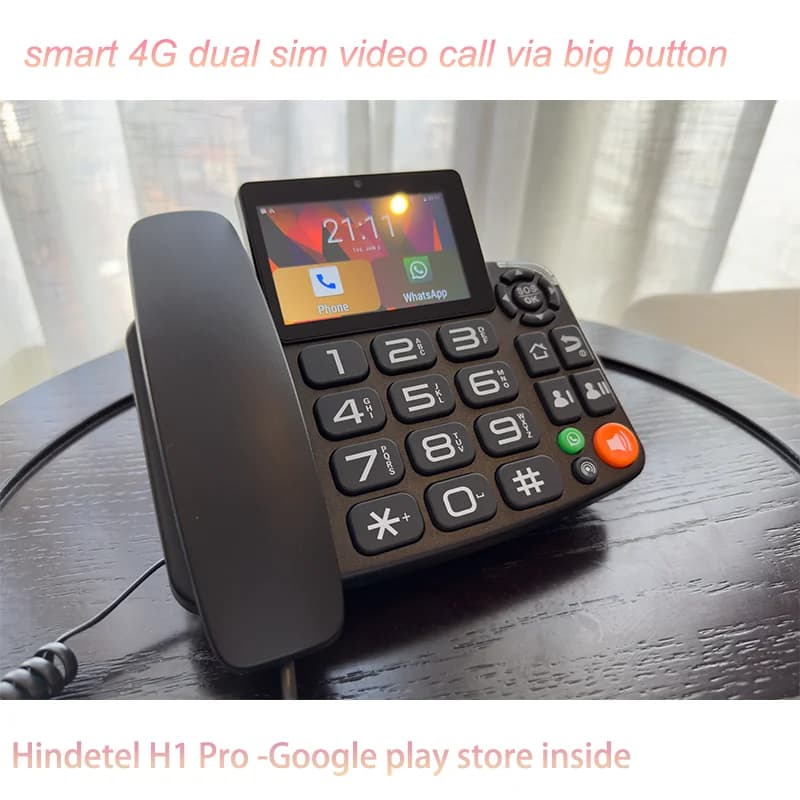 Telefono wireless da tavolo quad band con doppia scheda SIM, telefono fisso domestico, supporto da parete con radio FM, radio fissa, GSM