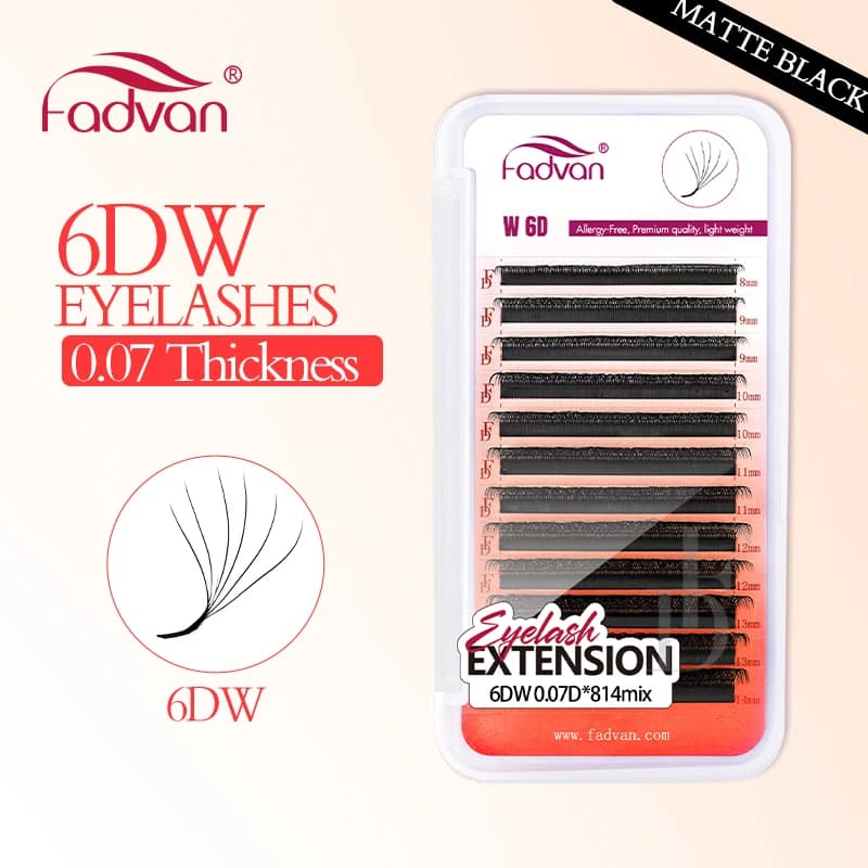 FADVAN True 6D W Eyelash Extensions 0.07 W C/D/L /M 8-15mm Natural Soft Professional Eyelashes