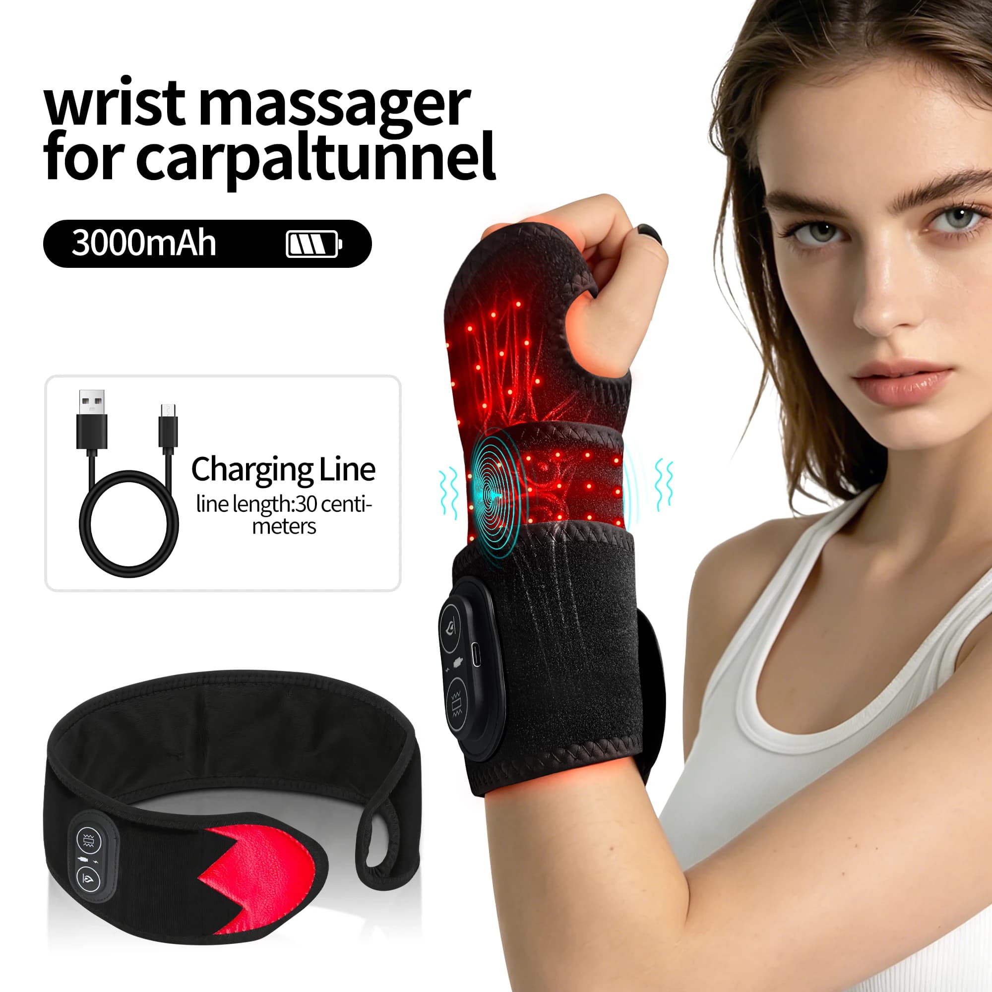 Red Light Therapy Wristband Infrared Massage Belt Ankle Massager Wrist Wraps Support Brace Relieve Tenosynovitis Muscle Strain