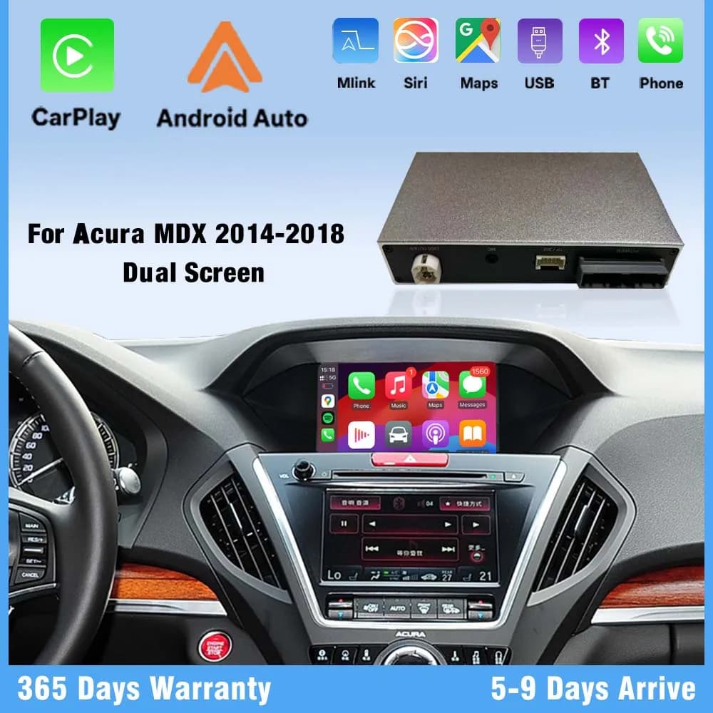 OEM CarPlay Adapter for Acura MDX 2014-2018 Support Wireless Android Auto Backup Camera Mirroring DSP Navi Plug Play No Delay