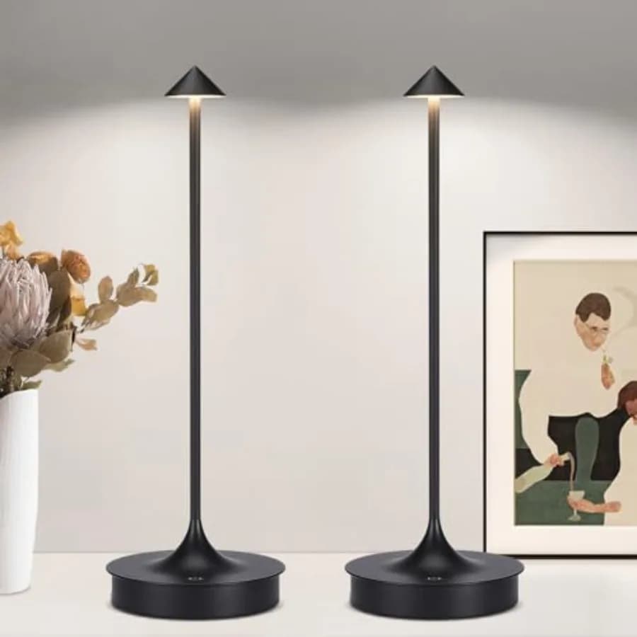 Set di 2 Piccole Lampade da Tavolo Senza Fili Ricaricabili, Lampada da Scrivania a Batteria 4000mAh, Lampada LED Touch Dimmerabile Portatile per Esterni