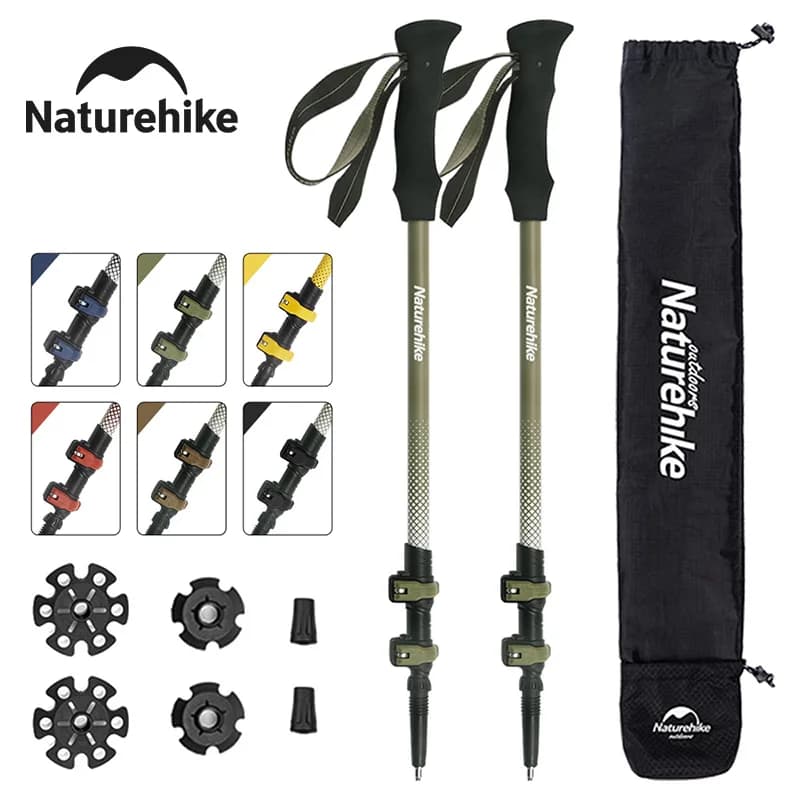 Naturehike Trekking Pole 1 pcs outdoor carbon fiber climbing poles 3 sections retractable poles Ultralight Walking portable hiking