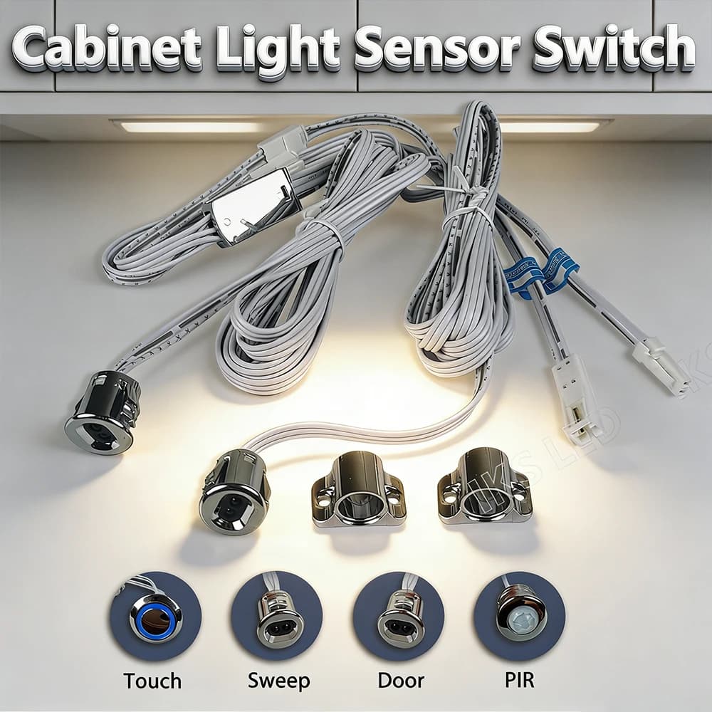 12V24V DC 5A DuPont Modello Argento PIR Touch Sweep Motion Doppia porta armadio/armadio Interruttore sensore Smart LED touch/interruttore PIR
