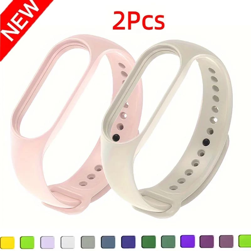 2PCS Watch Strap for Xiaomi Mi Band 7 6 5 4 3 Silicone Bracelet Straps MiBand 3/4 band5 band6 Smartwatch Accessories