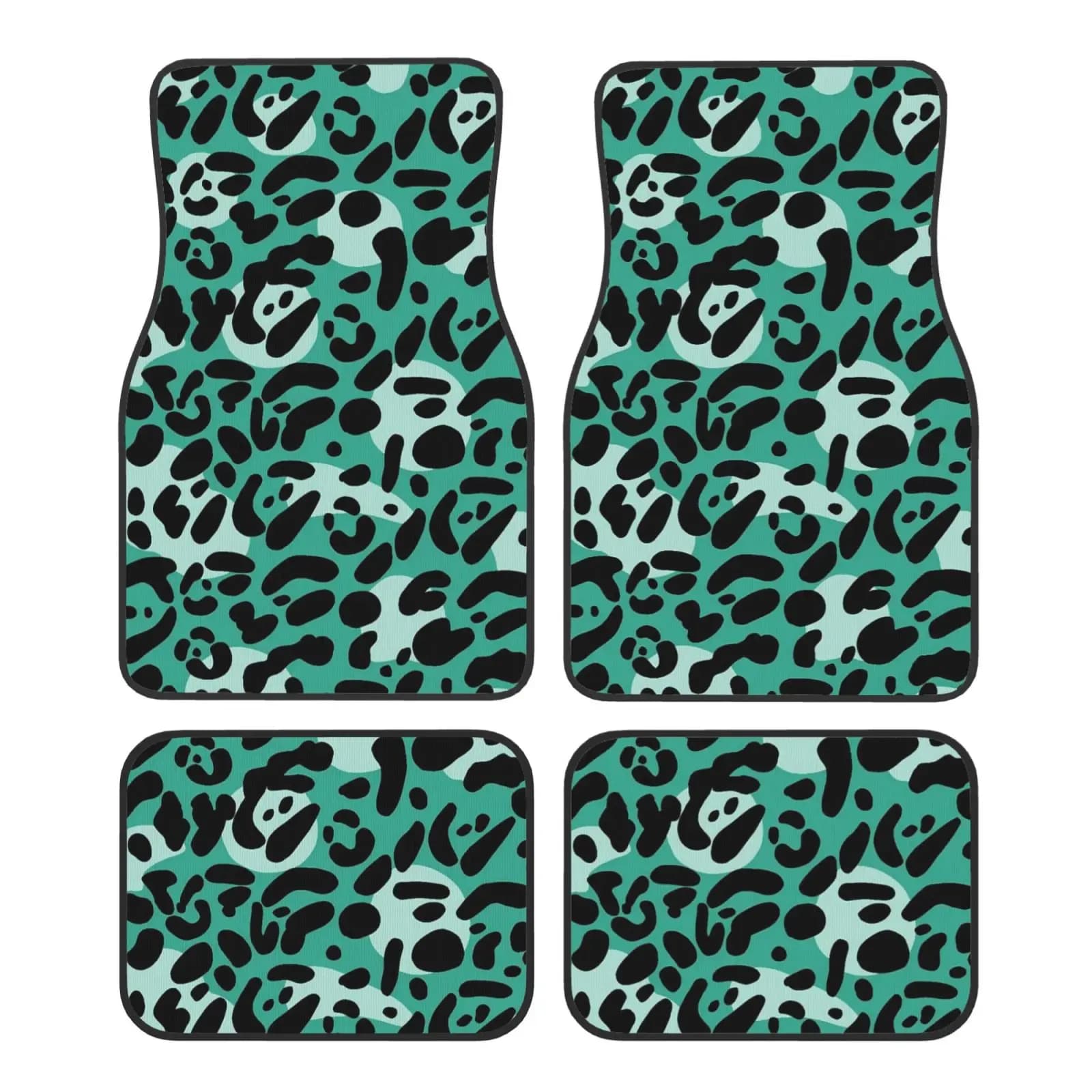 Tappetini per auto con motivo leopardato nero e verde Tappetino per auto durevole 4 pezzi con supporto antiscivolo adatto per camion SUV