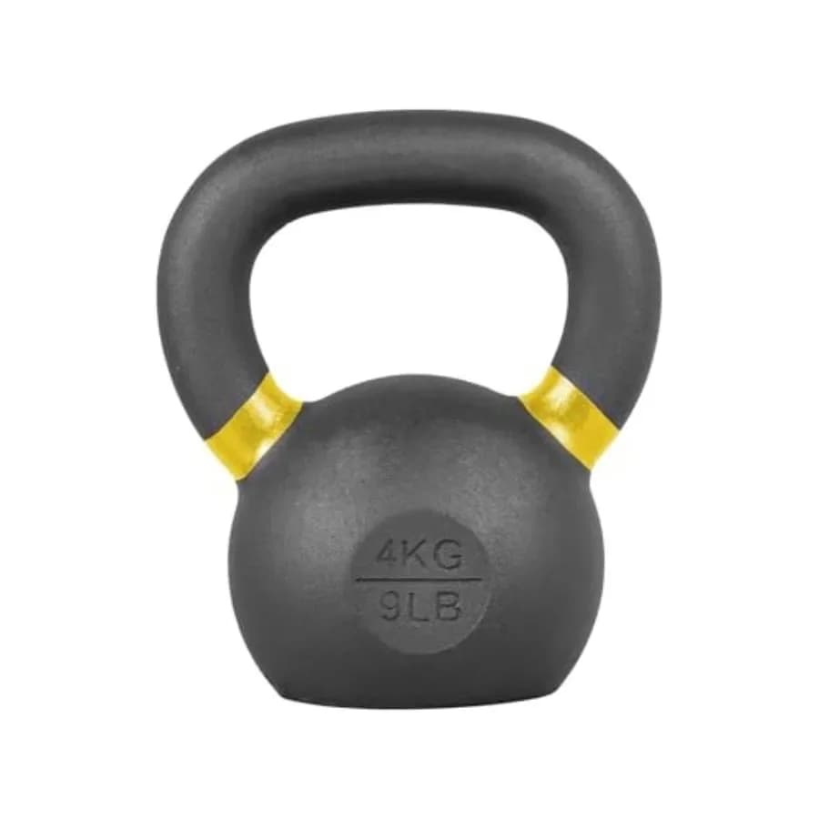 Home gym strength training kettlebell: cast iron, black, ergonomic handle, anti-slip coating, 12kg