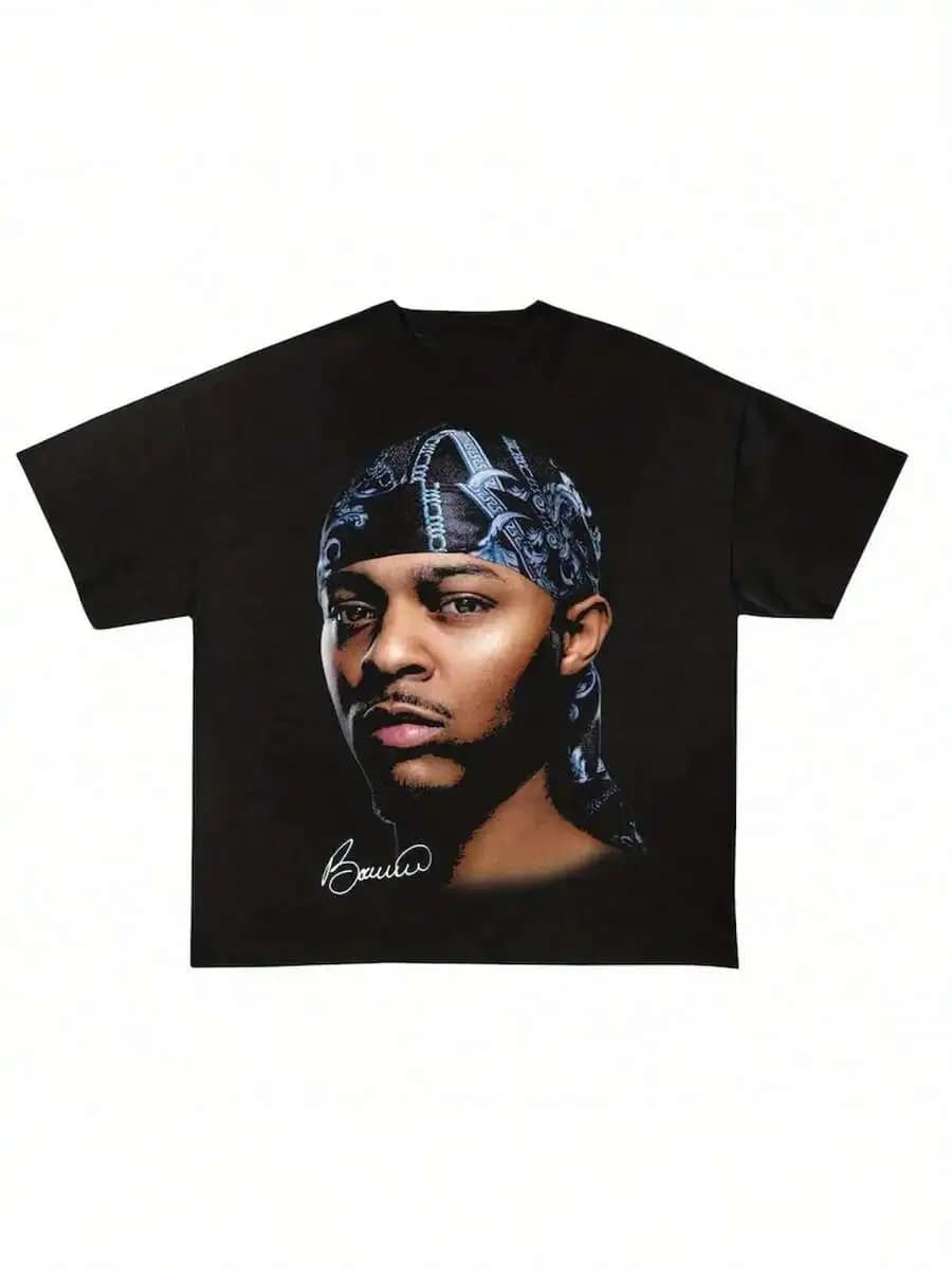 T-shirt grafiche da uomo, T-shirt con grafiche divertenti, T-shirt a maniche corte con stampa Bow Wow Portrait, Casual