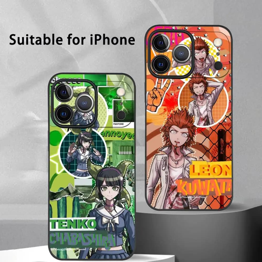 D-Danganronpa Anime Cool Cassa Del Telefono Per IPhone 17 16 15 14 13 12 11 Pro Max Plus Mini Nero Smerigliato Soft Shell Funda
