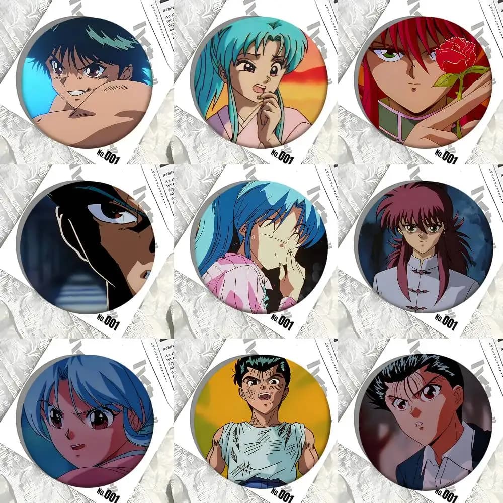 1pc YuYu Hakusho Cartoon Style Badge Brooches On Backpack Decoration Round Enamel Pins For Accessorys