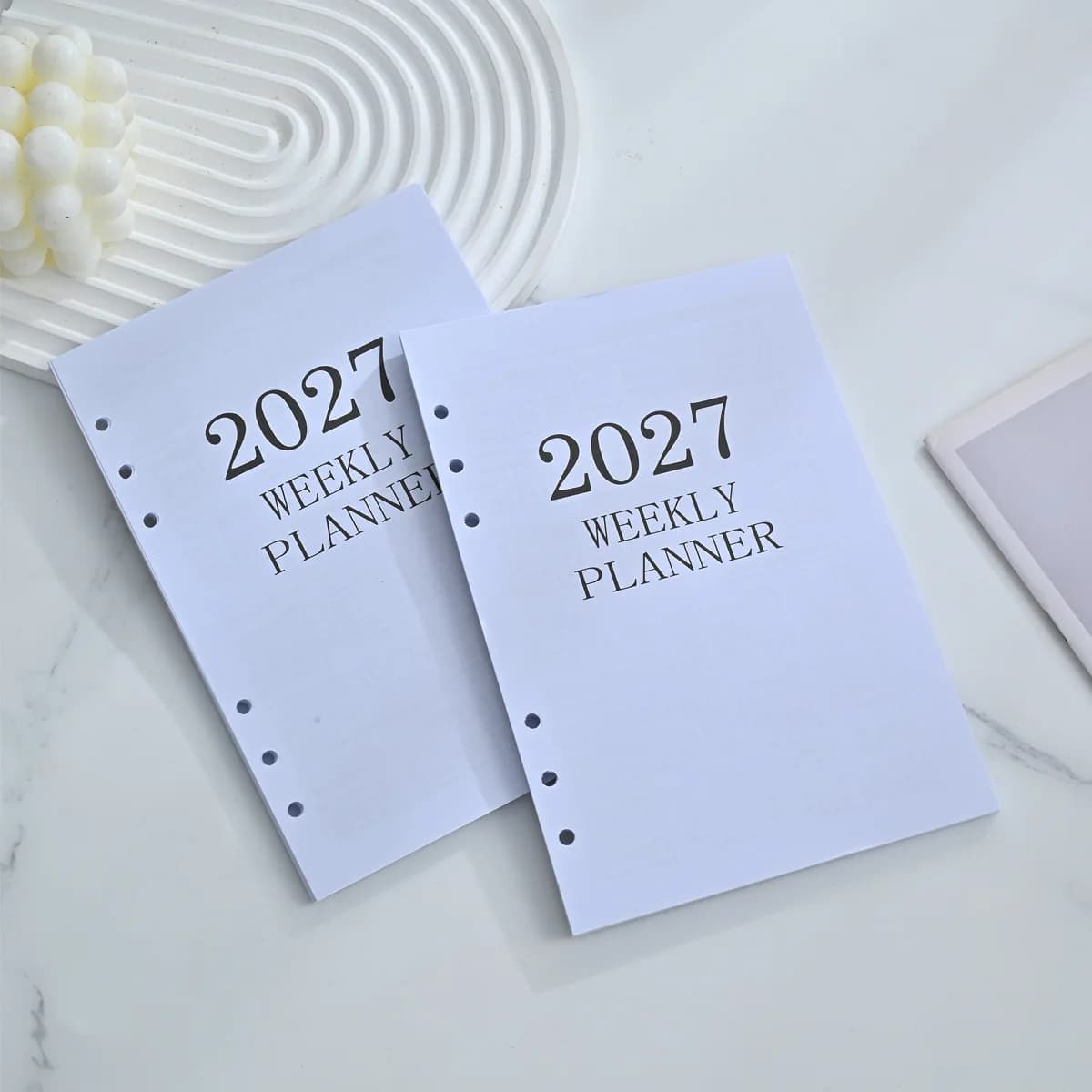 2027 A5 Loose Leaf Weekly Planner with 6 Hole Ring-Bound Yearly Calendar & Replaceable Folders Loose-Leaf Notebook