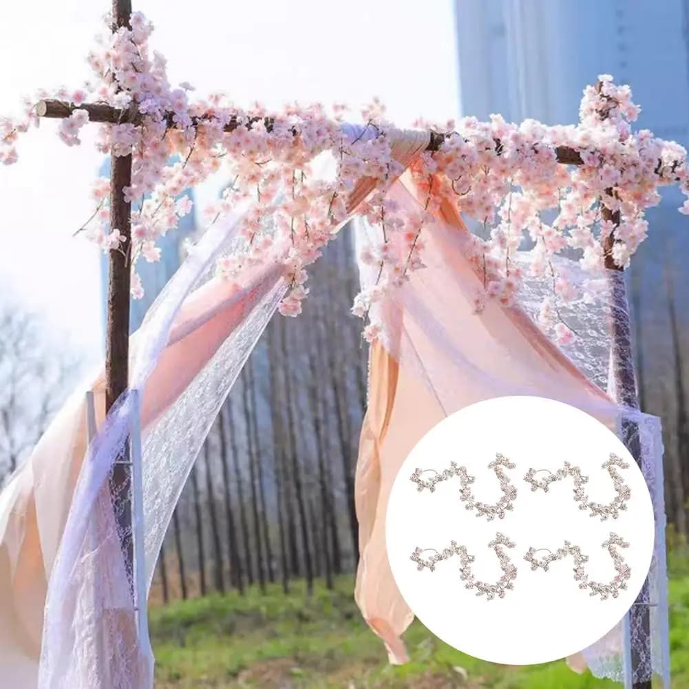 Artificial For -Cherry Blossom Wreaths - Perfect For Weddings & Parties 2/4pcs Fake Plants Arrangement For DIY Garden Home Decor