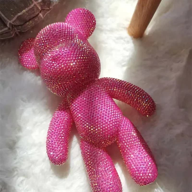 Fai da te strass figurine di orso diamante di cristallo statua di orso violento pietra fluorescente vinile decorazione della stanza delle bambole giocattolo per bambini regalo