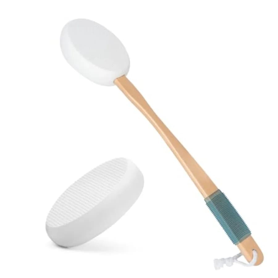 Lotion Applicator for Back, Feet, 2 Replacement Pads with 17 Curved Handle, Back Sunscreen Applicator for,Elderly, Women, Apply