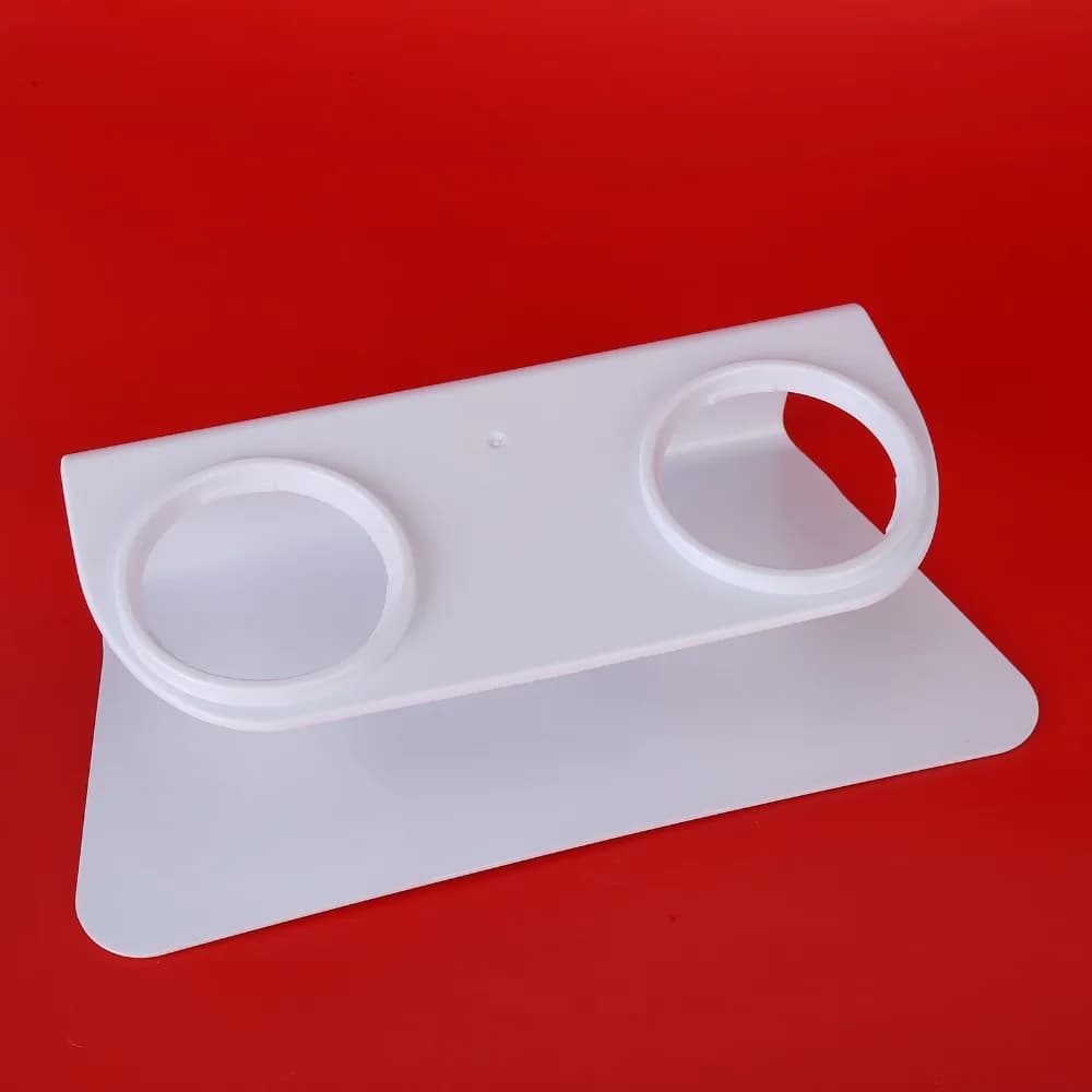 Transparent body Pet Double Bowl Cat ear shape Dual bowl structure Dog Food Bowl Slant mouth design Neck protection design
