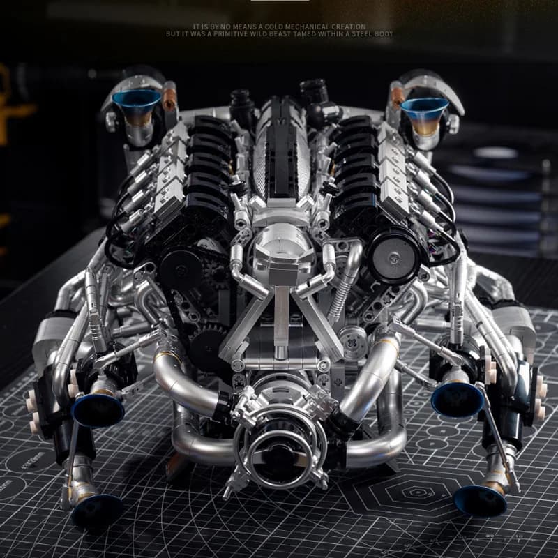 Motore elettrico Batmobile V8 Building block Modello di assemblaggio ad alta difficoltà con simulazione su larga scala