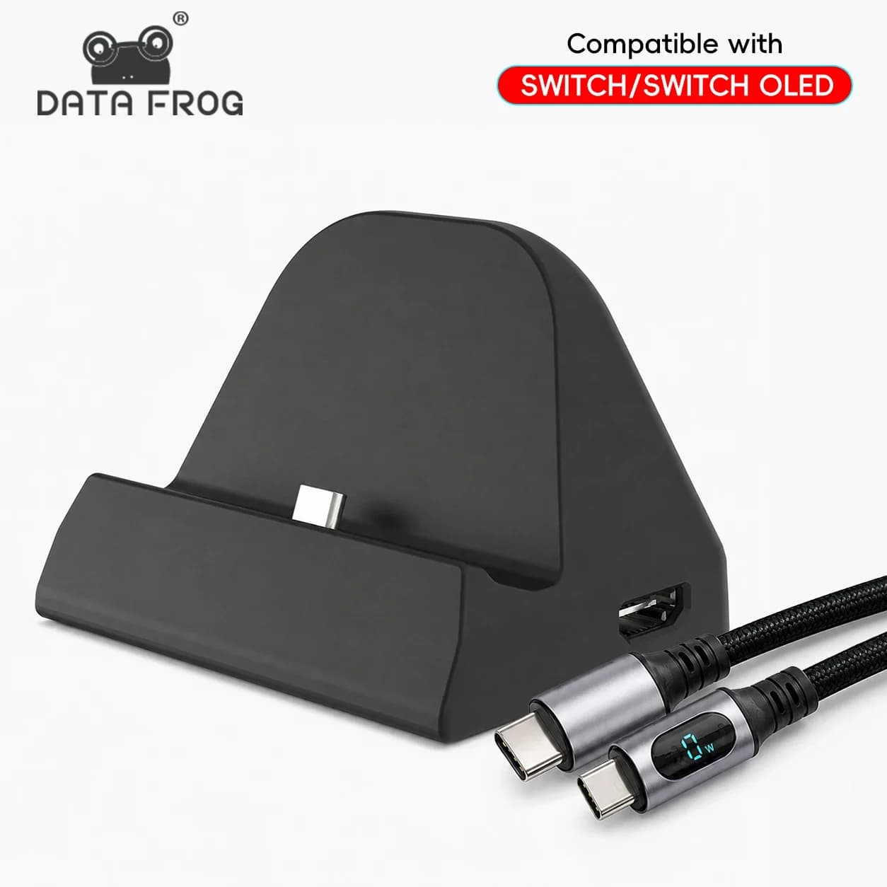 DATA FROG Portable Travel Dock for Switch & for Switch Oled, Compact TV Stand Adapter with Power Display Cable Option
