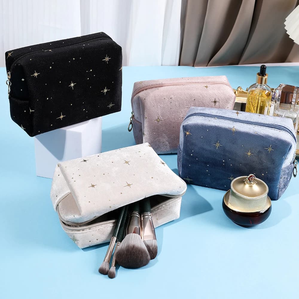 Nuova borsa per cosmetici per donna Borsa da toilette portatile da viaggio Velluto morbido Cosmetici Pennello per trucco Borsa per rossetto Custodia per organizer