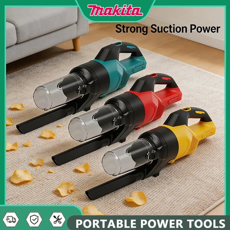 Aspirapolvere Portatile Senza Fili Makita per Casa e Auto, Ideale per Pavimenti in Legno e Moquette, Compatibile con Batterie Dewalt/Milwaukee