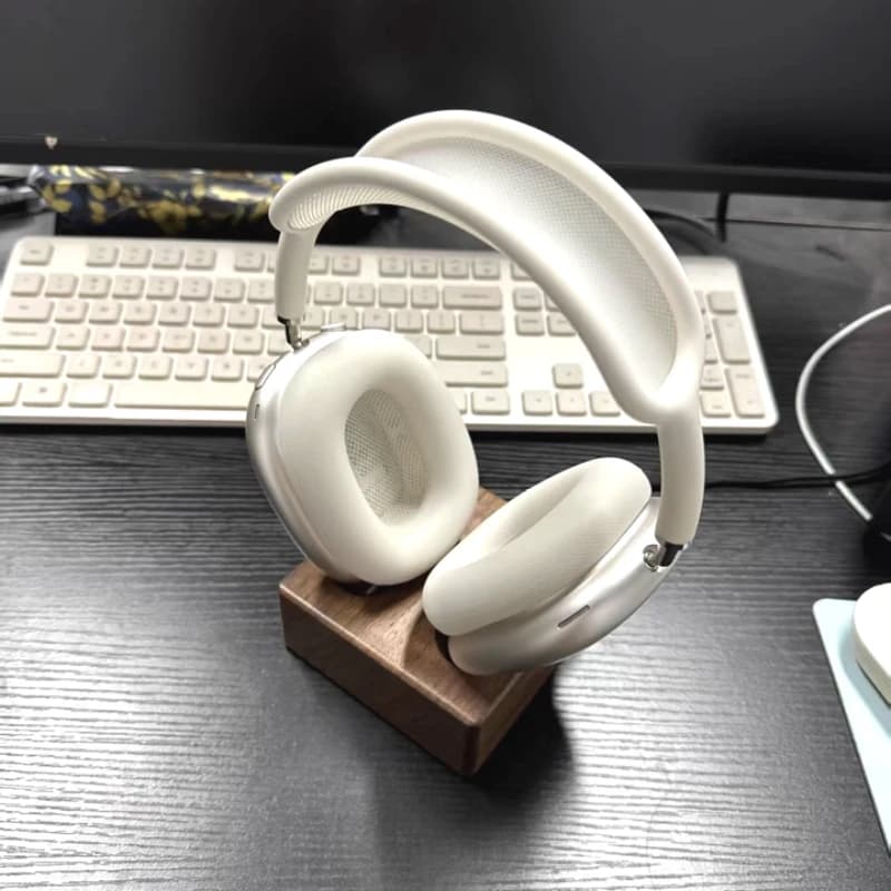 Per AirPodsMax 1/2 Base per cuffie Staffa in legno di noce Ricarica wireless magnetica Scomparto per dormire Accessorio per supporto per cuffie in marmo