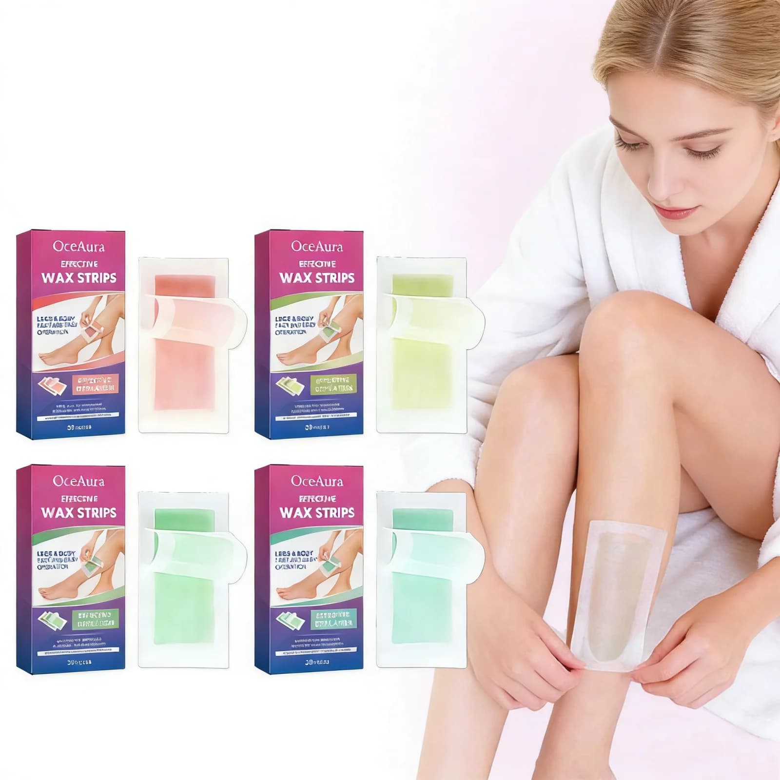 Scented Hair Removal Wax Strips With Aloe Rose Blueberry Citrus Quick Hair Removal Gentle Non Irritating Soothing Cold Wax Strip