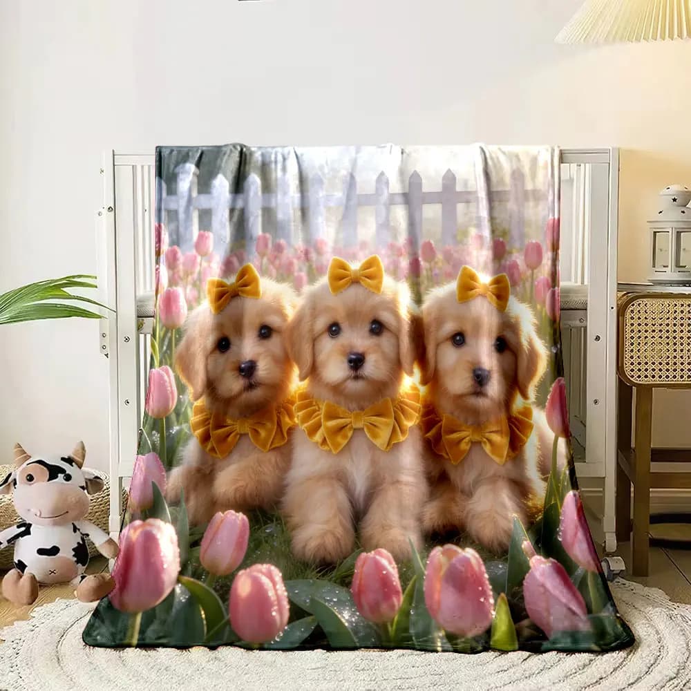 1 pezzo di simpatici animali e fiori stampati coperta morbida e calda coperta da viaggio per la casa coperta per adulti e bambini regali di lusso