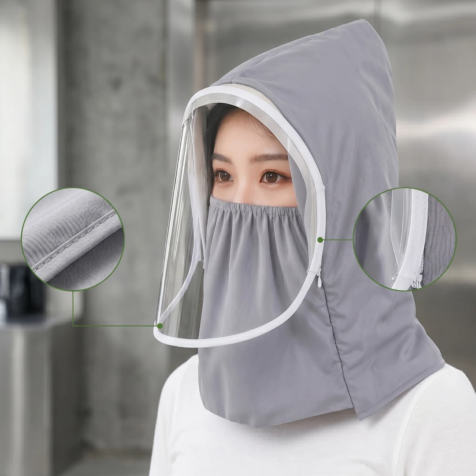 Full Face Mask with Hood Water-Resistant Safeguarding Hood with Face Visor Hooded Dust Mask Anti-Fog Breathable for DIYers
