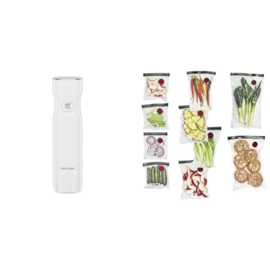 Macchina per Sottovuoto Portatile con 10 Sacchetti Riutilizzabili per Sous Vide, Design Compatto e Trasparente, Ideale per la Conservazione degli Alimenti