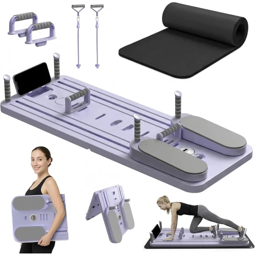 Kit Pilates Pieghevole Multifunzionale con Tappetino Yoga e Timer per Allenamento a Casa
