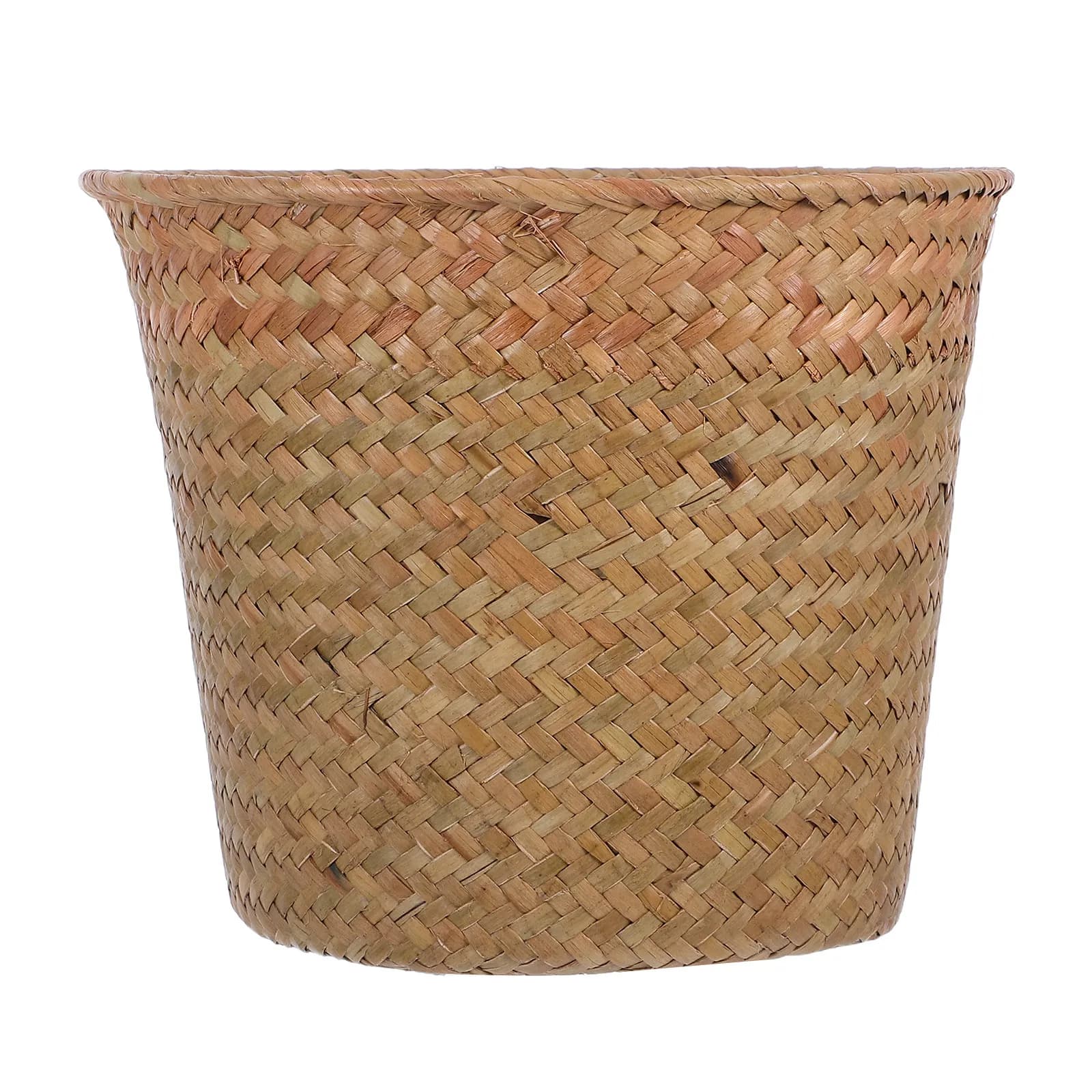Cesto portaoggetti in erba marina intrecciata, organizer da scrivania multiuso, cestino per rifiuti, vaso per piante, contenitore portaoggetti per bagno e camera da letto