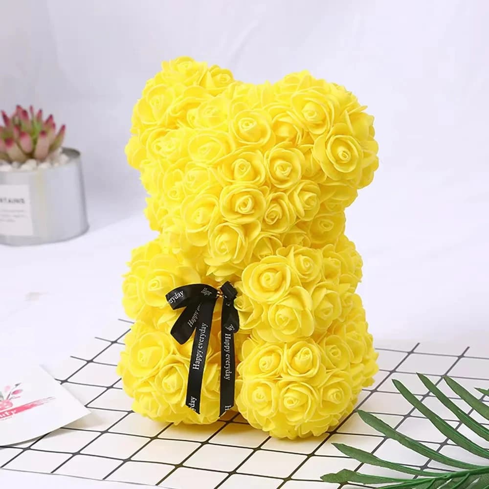 Creative Valentine's Day Gift: Rose Teddy Bear in Gift Pack, PE Flower, Romantic Teddy Bear in Foam