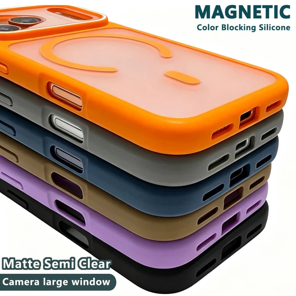 Original Matte Collision Color Magnetic Case For Iphone 18 16 15 14 12 13 17 Pro Max Magsafe Cover Luxury Window Magnet Wireless