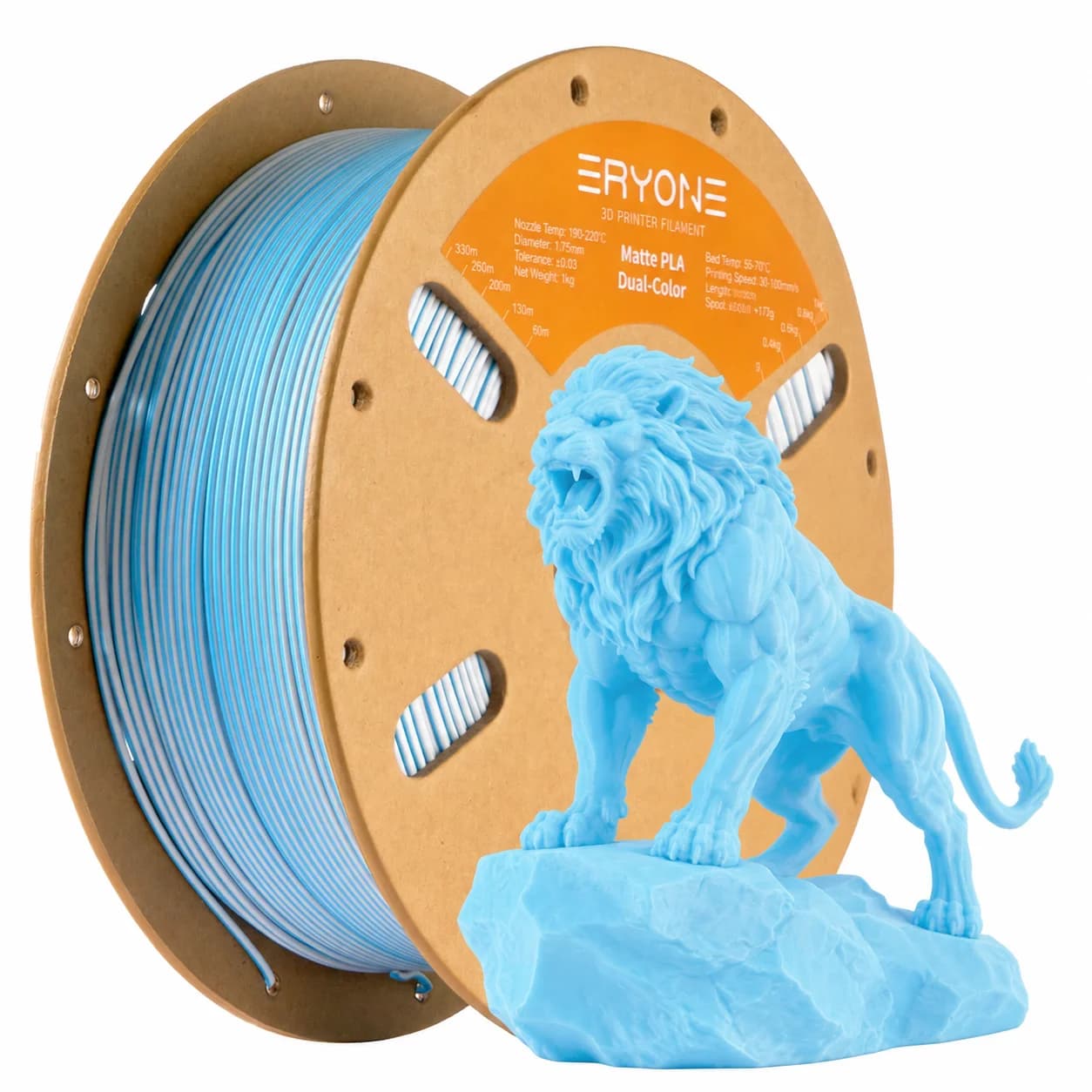ERYONE Filament PLA matt bicolor 1,75 mm for 3D printers, accuracy +/- 0.03 mm, 1 kg/bobin (2,2 pounds)