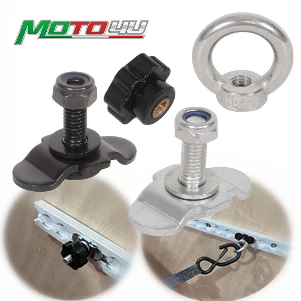 MOTO4U Gancio di Legare Corda Kit Punto di Ancoraggio 1PC M8 Per Barca Camion Compagnia Aerea Rail Rimorchio Moto Vite A Mano Dado Anello Dadi