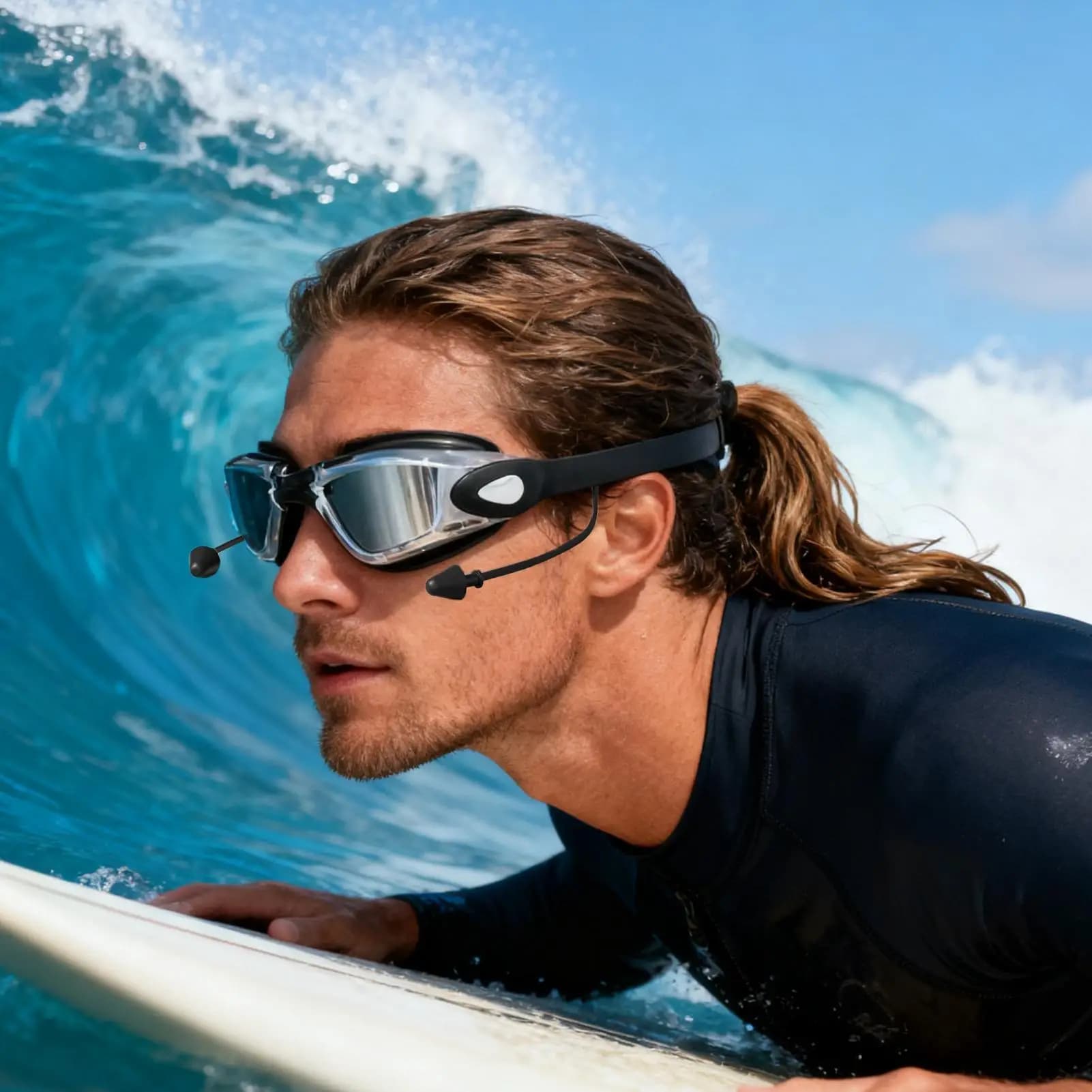 Occhialini da nuoto Occhiali da acqua con tappi per le orecchie Anti-UV Nessuna perdita Occhialini da nuoto per donne Uomini Principianti Snorkeling Immersioni Allenamento