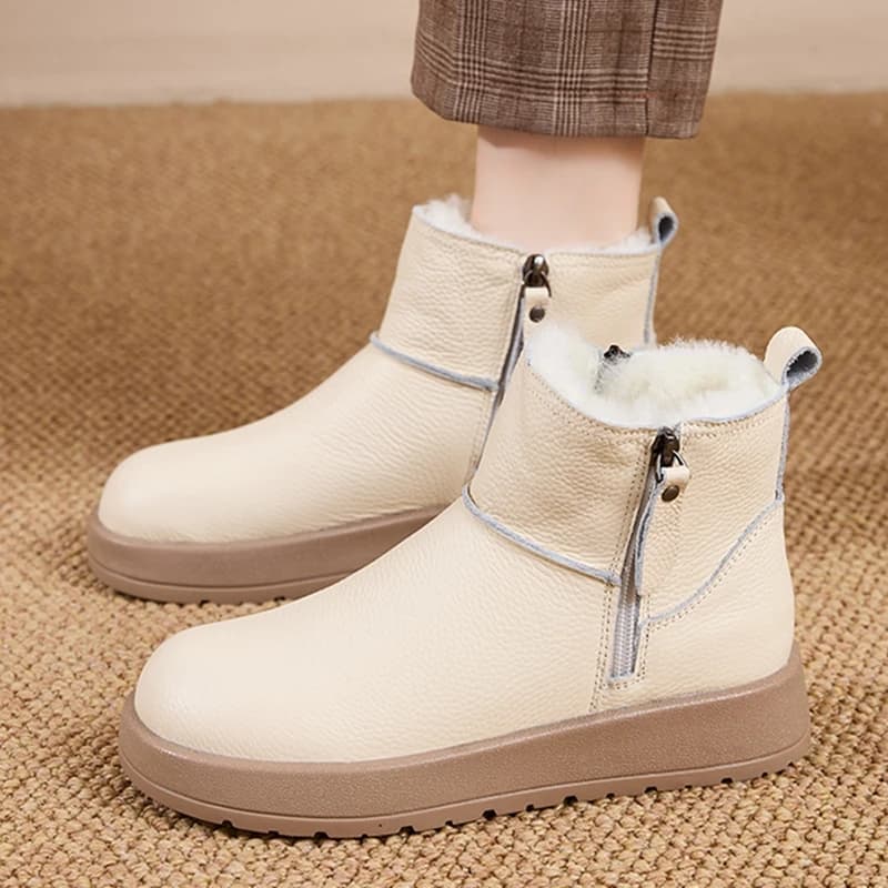AIYUQI Stivali da Neve Donna Inverno 2026 Nuovi Stivaletti Donna in Vera Pelle Moda Piatta Caldi e Imbottiti